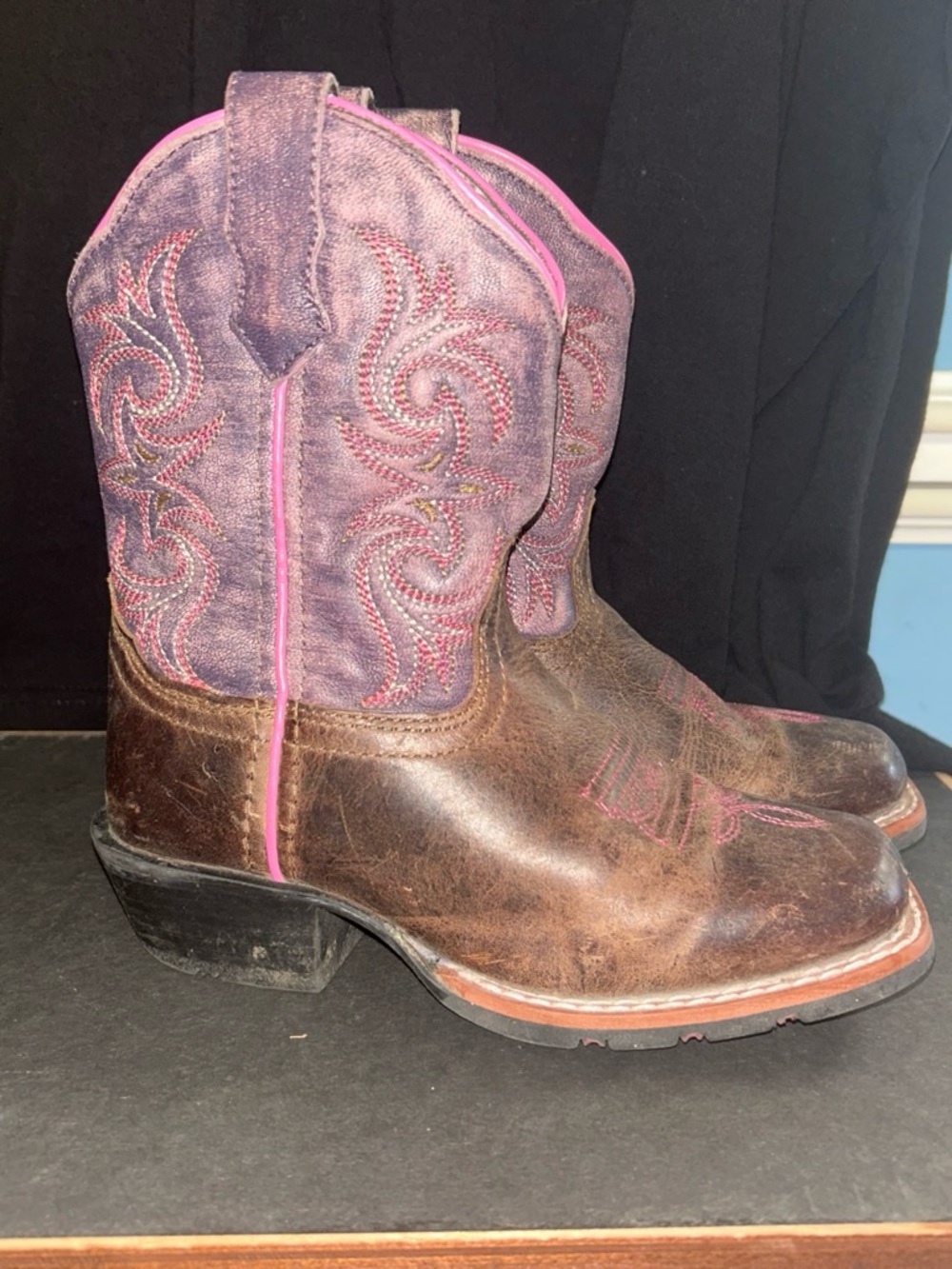 Dan Post Kids Size 11D Brown Leather Western Boots